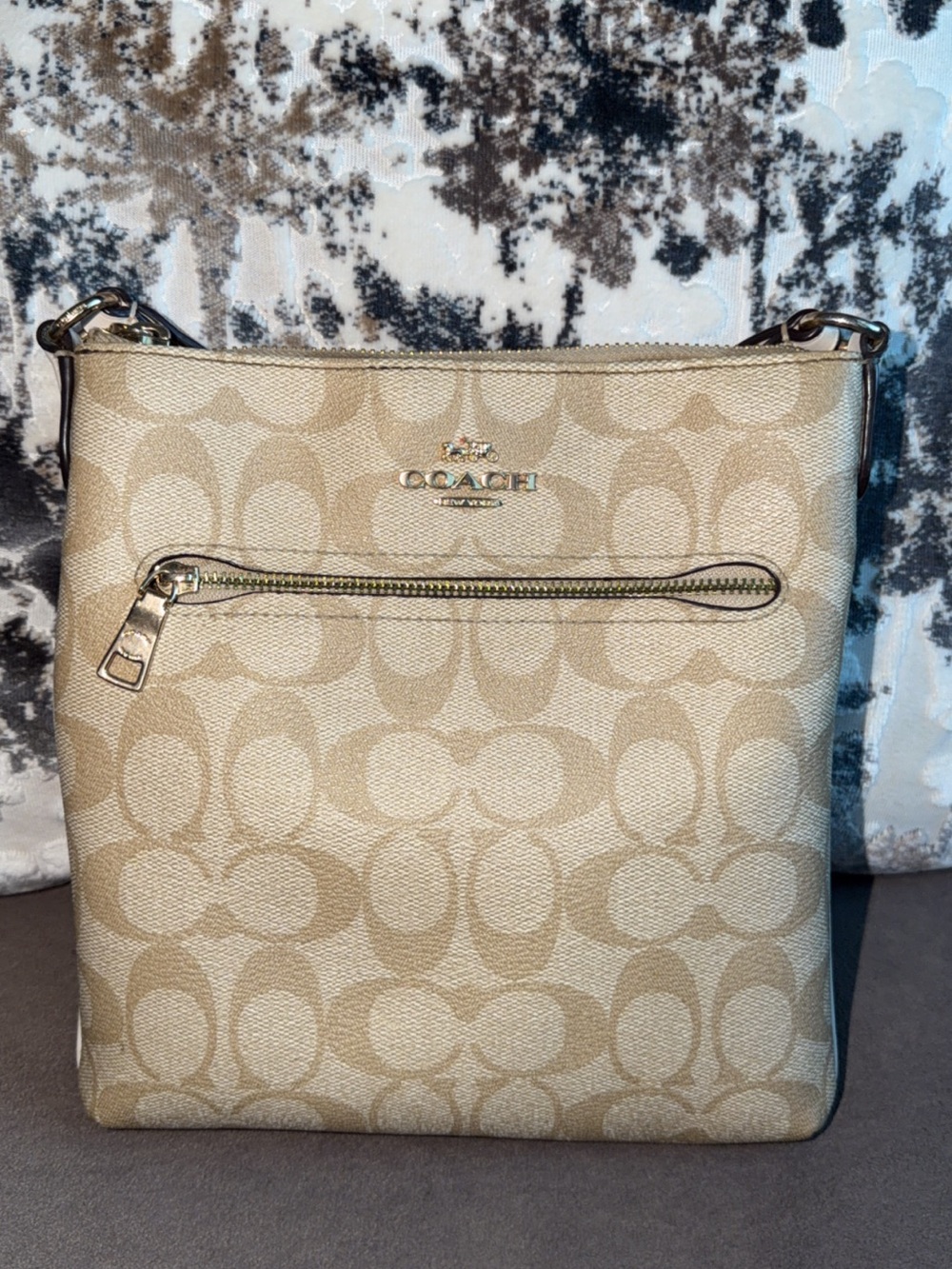 Coach Beige Signature Canvas Crossbody Bag